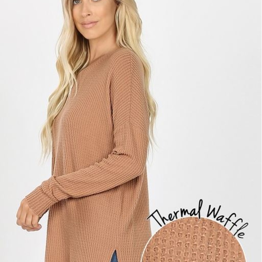 BRUSHED THERMAL WAFFLE ROUND NECK SWEATER - Picture 2 of 2